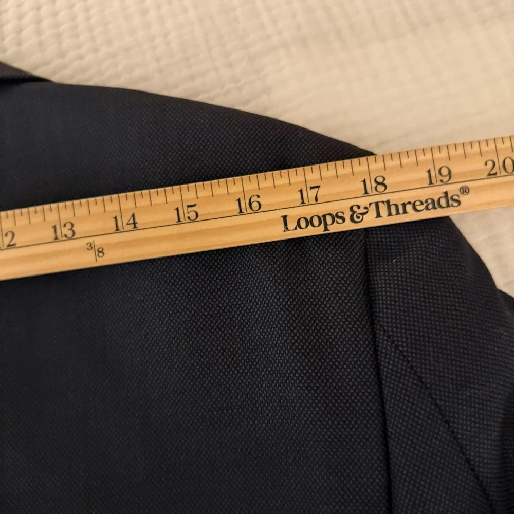 Hickey Freeman Suit Jacket Mens 39R Dark‎ Navy Gray Geometric Canterbury Blazer